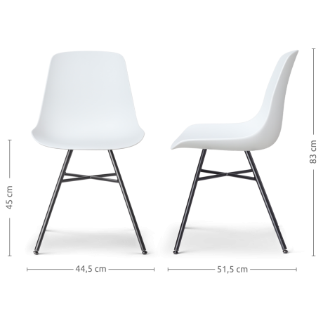 Noa-Pip eetkamerstoel wit - zwart onderstel - set van 2 afbeelding3 - 1