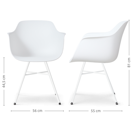 Noa-Puk eetkamerstoel wit - wit onderstel - set van 2 afbeelding3 - 1
