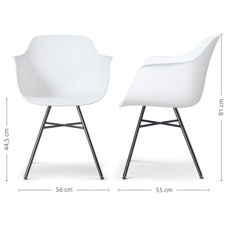 Noa-Puk eetkamerstoel wit - zwart onderstel - set van 2 afbeelding3 - 1