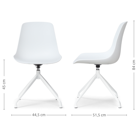 Nola-Pip draaibare eetkamerstoel wit - wit onderstel - set van 2 afbeelding3 - 1