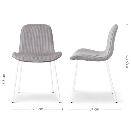 Nora-Fé eetkamerstoel rib warm grijs - wit onderstel - set van 2 afbeelding3 - 1