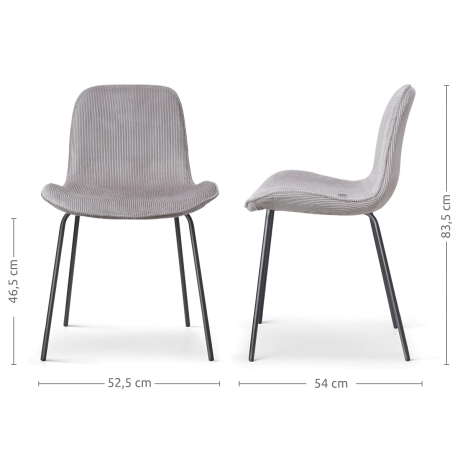Nora-Fé eetkamerstoel rib warm grijs - zwart onderstel - set van 2 afbeelding3 - 1