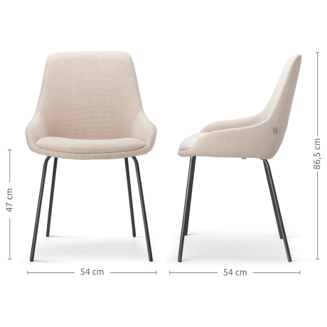 Nora-Isa eetkamerstoel beige - zwart onderstel - set van 2 afbeelding3 - 1