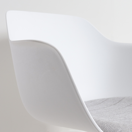 Nora-Liz eetkamerstoel wit met lichtgrijs zitkussen - zwart onderstel afbeelding3 - 1