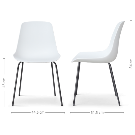 Nora-Pip eetkamerstoel wit - zwart onderstel - set van 2 afbeelding3 - 1
