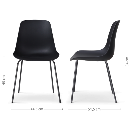 Nora-Pip eetkamerstoel zwart - zwart onderstel - set van 2 afbeelding3 - 1