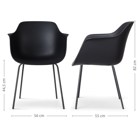 Nora-Puk eetkamerstoel zwart - zwart onderstel - set van 2 afbeelding3 - 1