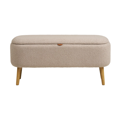 Rebecca bankje met opbergruimte beige bouclé - 95 x 45 cm afbeelding3 - 1