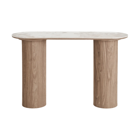 Ronda houten sidetable met keramiek blad bruin - 120 x 78 cm afbeelding3 - 1