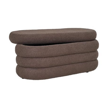 Rumi ovale teddy bankje bruin met opbergruimte - 103 x 45 cm afbeelding3 - 1