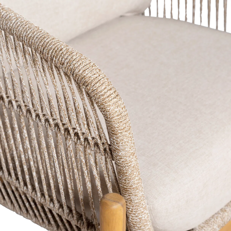 Teresa houten tuin loungefauteuil  beige - met zitkussens afbeelding3 - 1