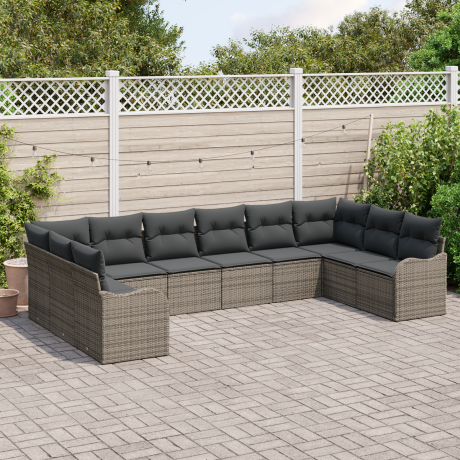 vidaXL Tuin Sofa Set Grijs 344 x 177,5 x 85 cm poly rattan afbeelding3 - 1