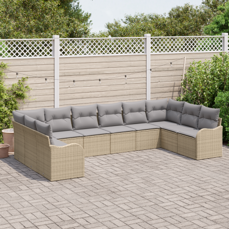 vidaXL Tuin Sofa Set Beige 344 x 177,5 x 85 cm poly rattan afbeelding3 - 1