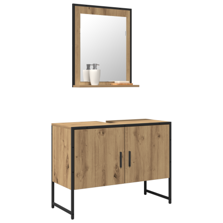 vidaXL 2-delig badkamermeubelset Artisan Eiken Engineered Wood afbeelding3 - 1