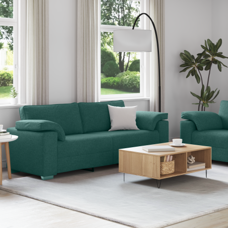 vidaXL Bank 2 pcs Donkergroen 219 x 80 x 82 cm Stof afbeelding3 - 1