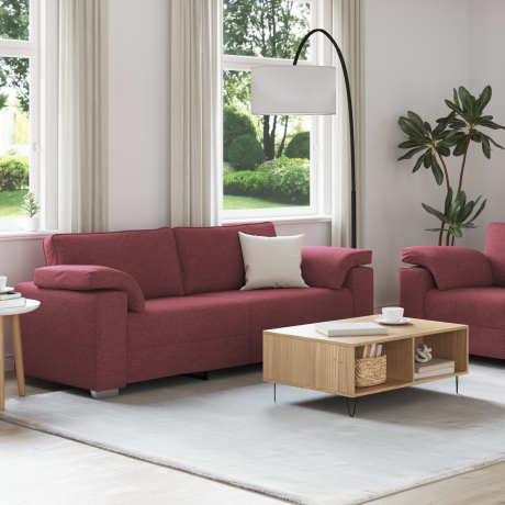 vidaXL Bank 2 pcs Wijnrood 219 x 80 x 82 cm Stof afbeelding3 - 1