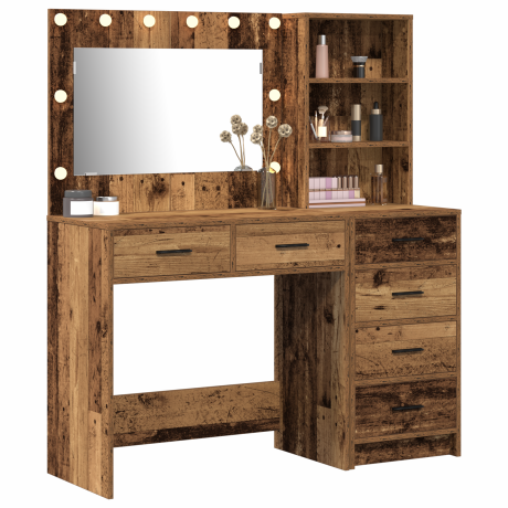 vidaXL 2-delige Kaptafel Set met LED in Oud Hout afbeelding3 - 1