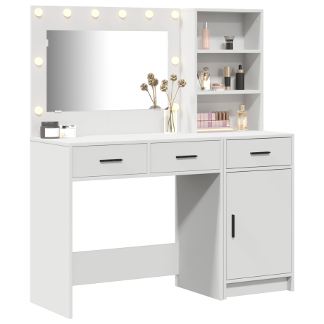 vidaXL 2-delige kaptafelset met LED Verlichting - Wit Houtcomposiet afbeelding3 - 1