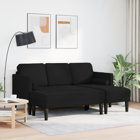 vidaXL Bankstel met kussen 2 pcs Zwart Polyester afbeelding3 - 1