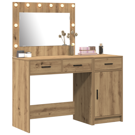 vidaXL 2-delige make-uptafel set met LED - artisan eiken gelaagd hout afbeelding3 - 1