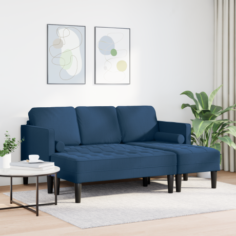 vidaXL 2-delige Sofa Set met Kussens in Blauwe Stof afbeelding3 - 1
