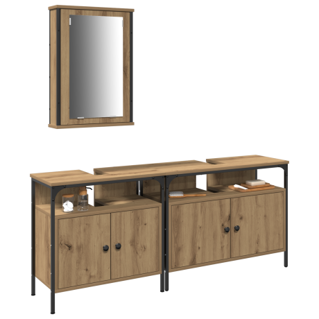 vidaXL 3-delige Badkamermeubel Set Artisan Eiken Engineered Wood afbeelding3 - 1