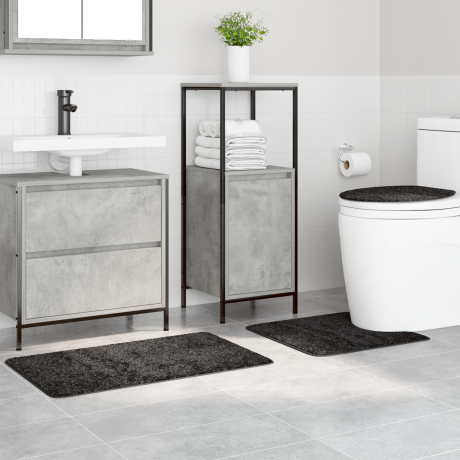 vidaXL 3-delige Badmattenset anti-slip polypropeen donkergrijs afbeelding3 - 1