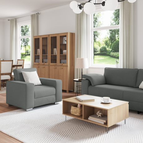 vidaXL Bank 3 pcs Donkergrijs 219 x 80 x 82 cm Linnen-mix stof afbeelding3 - 1