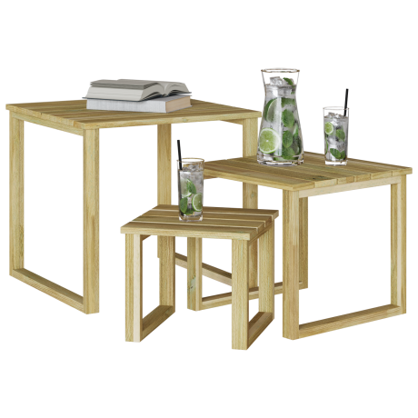 vidaXL Tafel 3 pcs Naturel Geïmpregneerd grenenhout afbeelding3 - 1