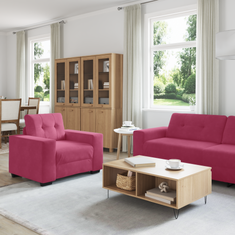 vidaXL Bankstel 3 pcs Windrood 221 x 80 x 80 cm Fluweel afbeelding3 - 1