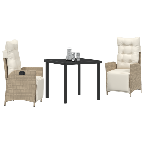 vidaXL 3-delige Tuinset Beige Poly Rattan afbeelding3 - 1