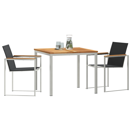 vidaXL Tuin eettafelset 3 pcs Bruin Massief Teakhout afbeelding3 - 1
