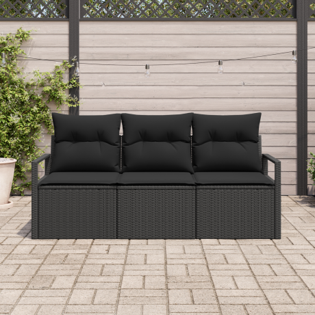 vidaXL Bankstel 3 pcs Zwart poly rattan afbeelding3 - 1