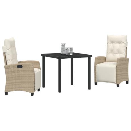 vidaXL 3-delige Tuinstel Beige Poly Rattan afbeelding3 - 1
