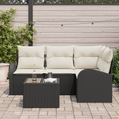 vidaXL 4-delige ligbedset met kussens bruin poly rattan afbeelding3 - 1