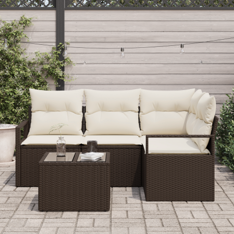 vidaXL Bankstel 5 pcs Bruin poly rattan afbeelding3 - 1