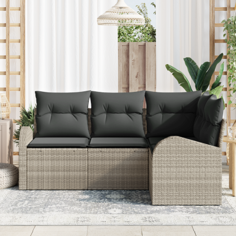 vidaXL Tuin Sofa Set 4 pcs Lichtgrijs poly rattan afbeelding3 - 1