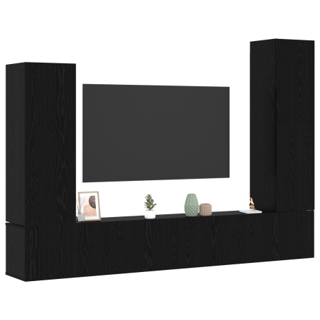 vidaXL 4-delige TV Meubelset Wandgemonteerd Zwart Eiken Geengineerd Hout afbeelding3 - 1