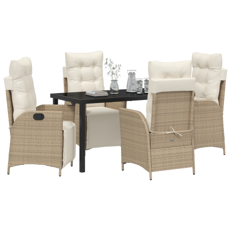vidaXL 5-delige tuin eetset Beige Poly Rattan afbeelding3 - 1