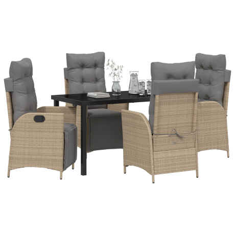 vidaXL 5-delige tuinset Beige Poly rattan afbeelding3 - 1