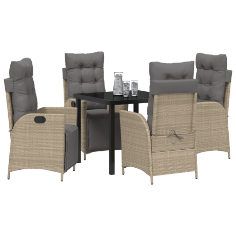 vidaXL 5-delige tuinset Beige Poly Rattan afbeelding3 - 1