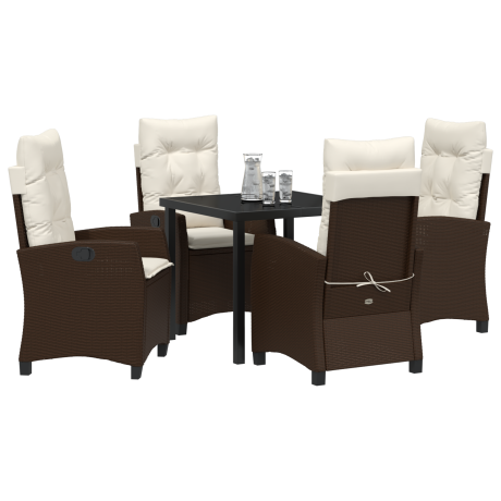 vidaXL 5-delige tuinset met kussens in bruin poly rattan afbeelding3 - 1