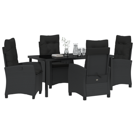 vidaXL 5-delige tuinset met kussens zwart poly rattan afbeelding3 - 1