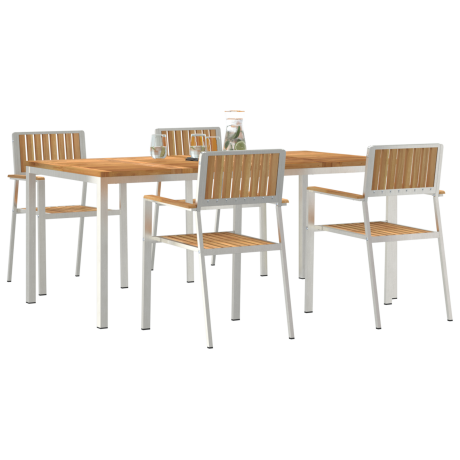 vidaXL Buiten eettafelset 5 pcs Bruin Massief Teakhout afbeelding3 - 1