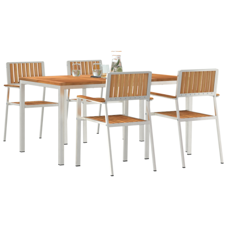 vidaXL Buiten eettafelset 5 pcs Bruin Massief Teakhout afbeelding3 - 1