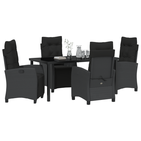vidaXL 5-delige tuinset zwart poly rattan afbeelding3 - 1