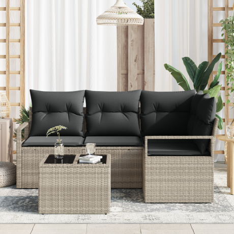 vidaXL Bankstel 5 pcs Lichtgrijs poly rattan afbeelding3 - 1