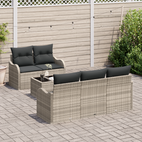vidaXL Tuin Sofa Set met kussen 6 pcs Licht Grijs en Donker Grijs afbeelding3 - 1