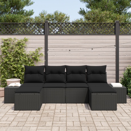 vidaXL Tuin Sofa Set met kussen met opslag 4 pcs Zwart poly rattan afbeelding3 - 1