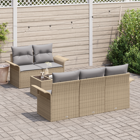 vidaXL Tuin Sofa Set met kussen 6 pcs Beige en Grijs 55 x 55 x 37 cm afbeelding3 - 1